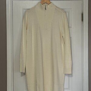 Women's Long Sleeve Half Zip Lands End Sweater Dress (Lg)
